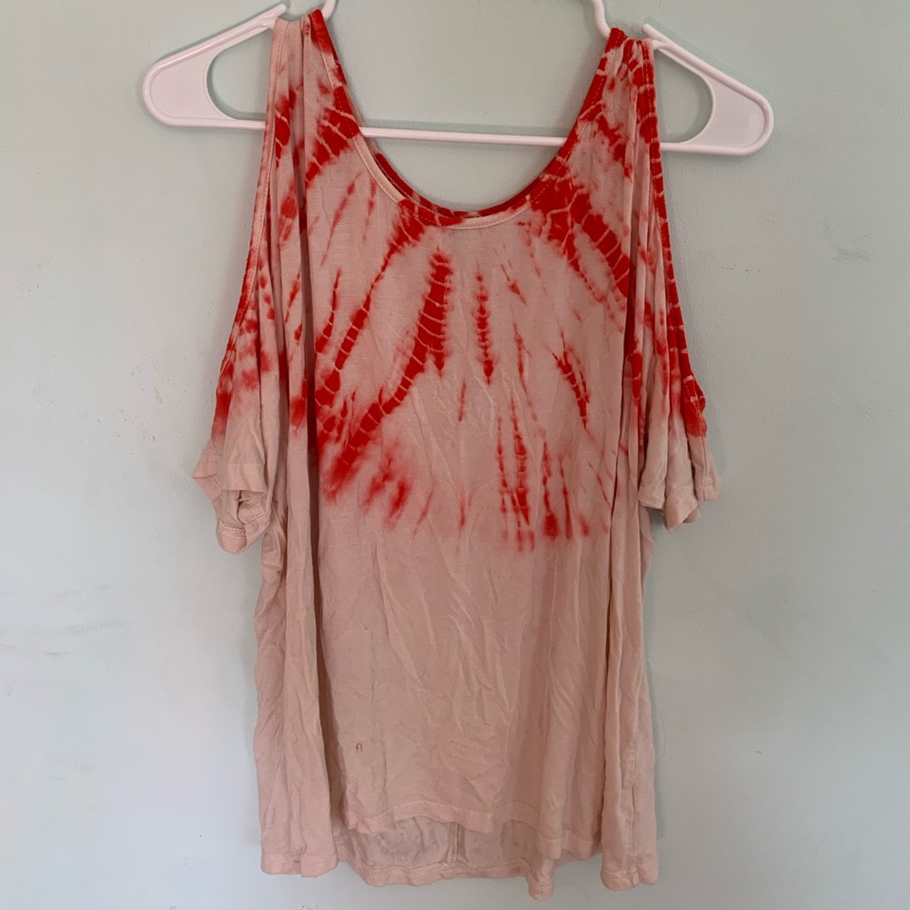 tie dye off the shoulder shirt